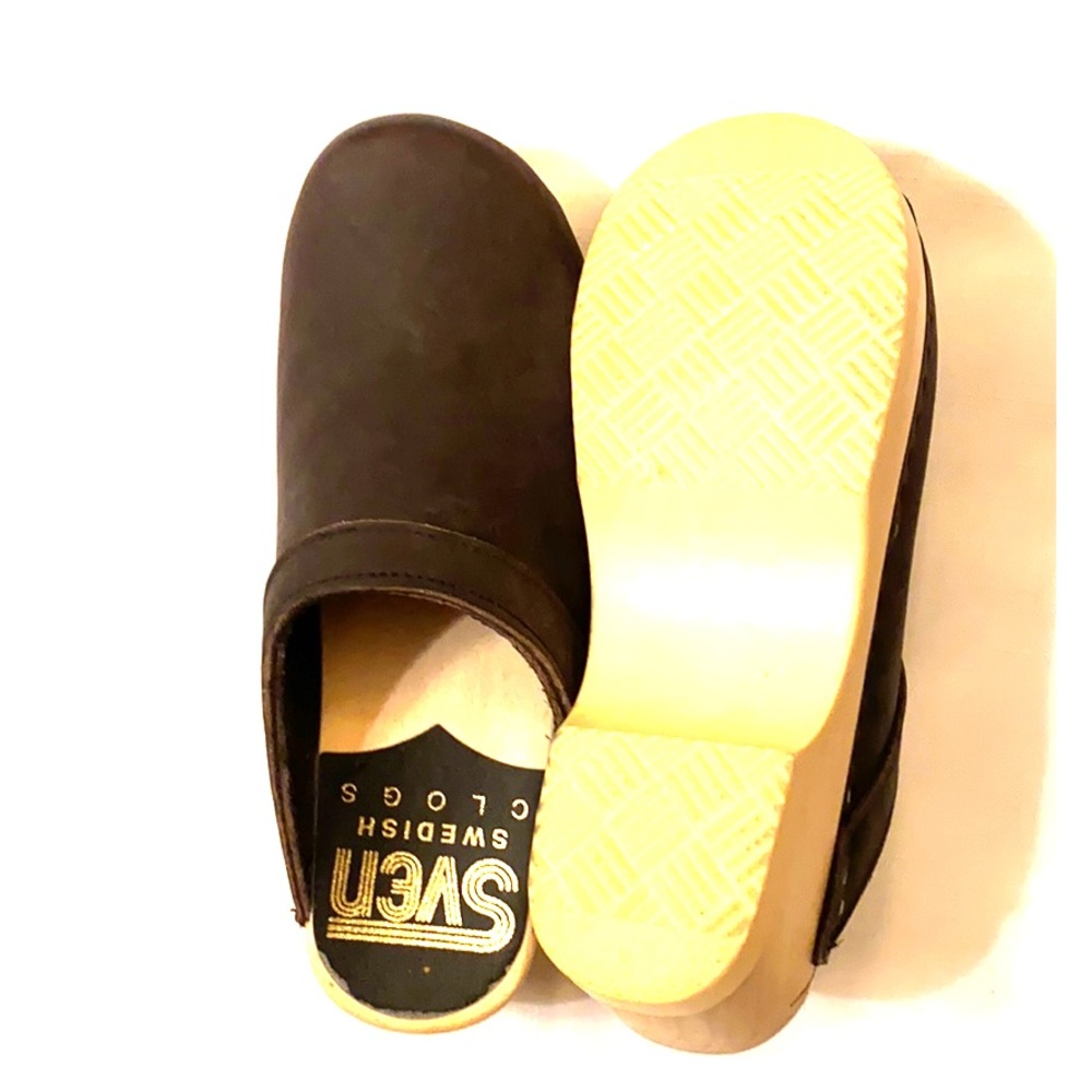 AUTHENTIC SVEN HEELED CLOGS BLACK LEATHER SIZE 7 NEW ⭐️⭐️⭐️⭐️⭐️ - Picture 8 of 12